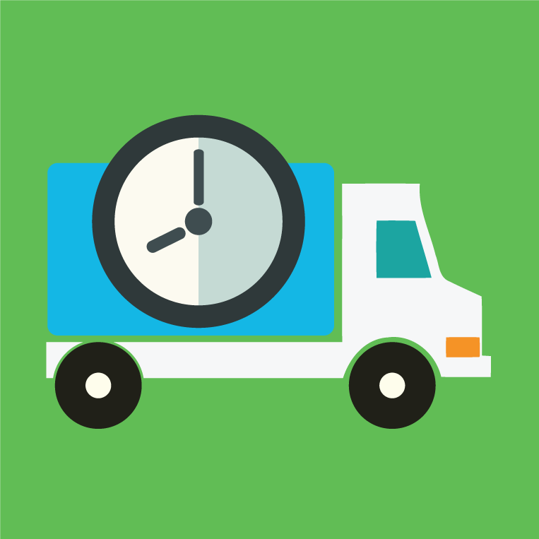 online shopping icons collection featuring delivery truck with clock for efficient purchase tracking