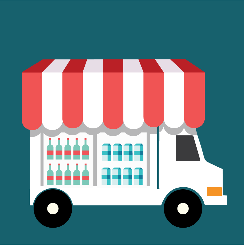 online shopping icons collection for food trucks featuring beverages and quick service options