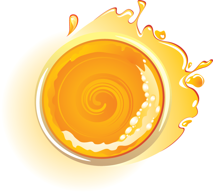 vibrant orange juice elements illustration with splashes for food and drink branding