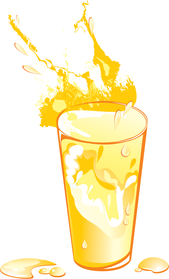 vibrant orange juice elements illustration with splashes and refreshing details for summer drinks