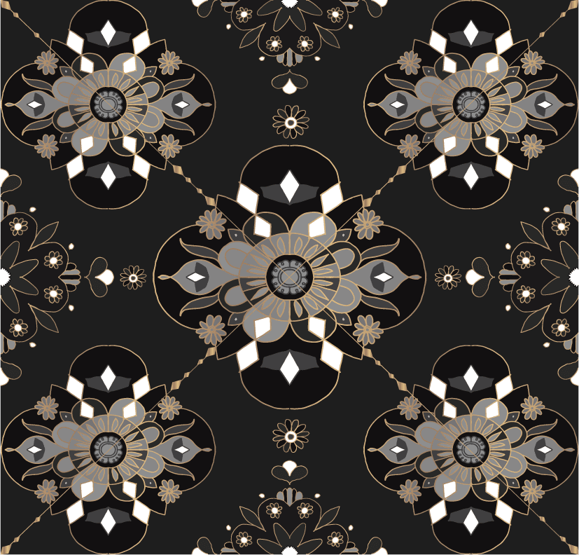 oriental mandala black tile pattern background collection