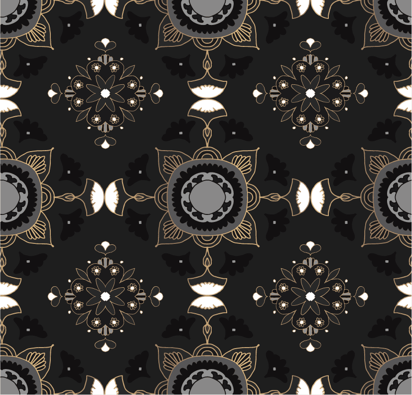 oriental mandala black tile pattern background collection