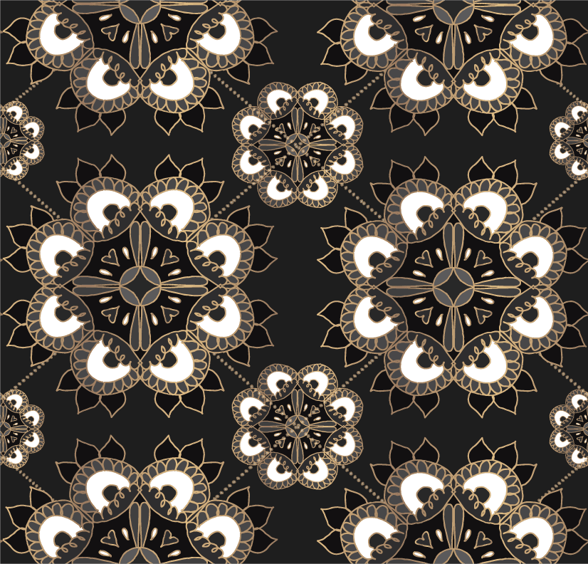 oriental mandala black tile pattern background collection