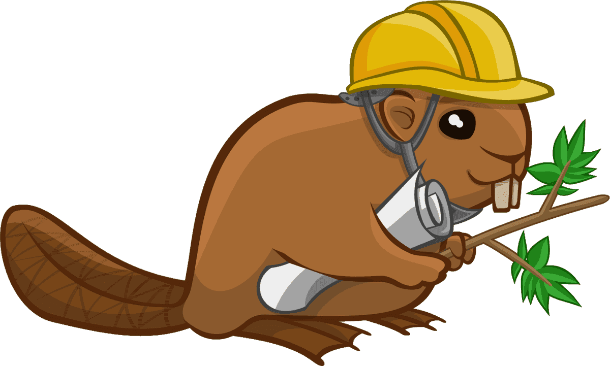 otter mountain wild animals: playful beaver with hard hat ready for adventure