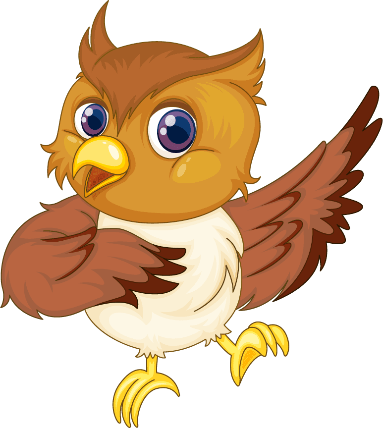 owl owl with its silhouette in a playful cartoonish style for kids' illustrations