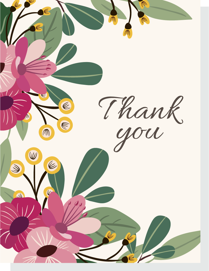 pack elegant vintage flowers card for expressing gratitude with a charming floral border