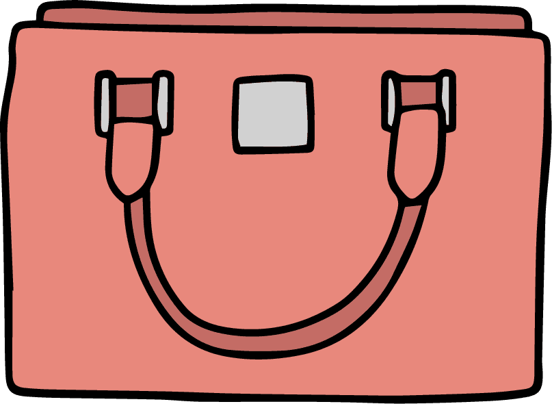 pack hand drawn handbags with different colors