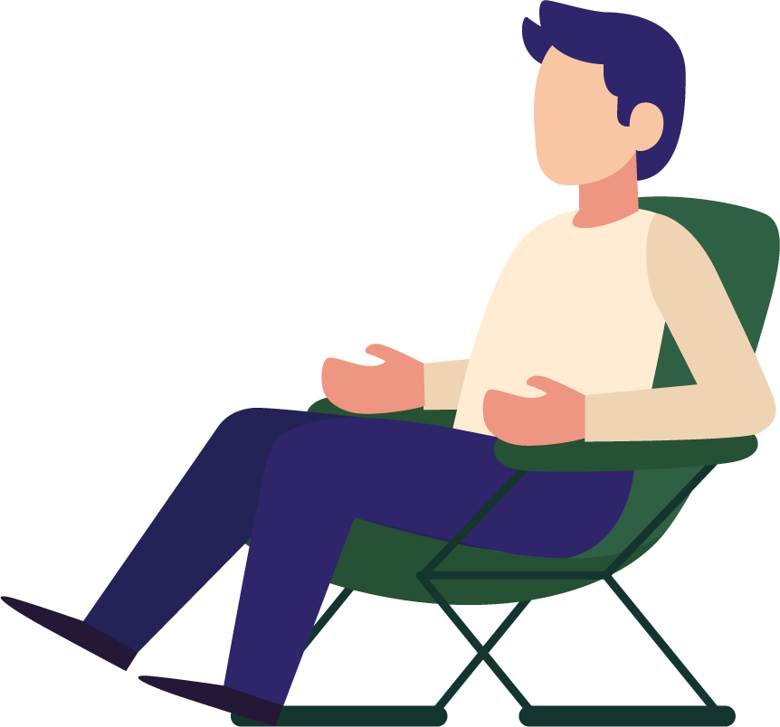 pack people camping flat illustration of a person relaxing in a chair