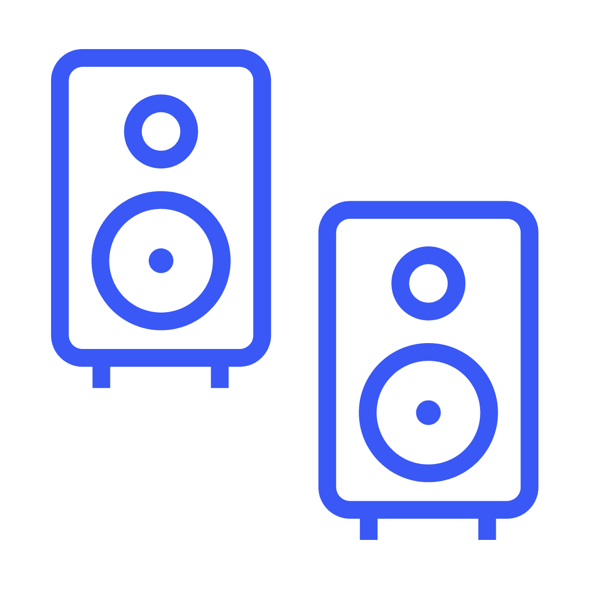 simple outline speakers icon for audio output and sound system in minimalist line art style for ui