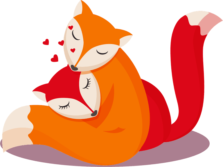 pair of foxes large wildlife with many types of animals illustration