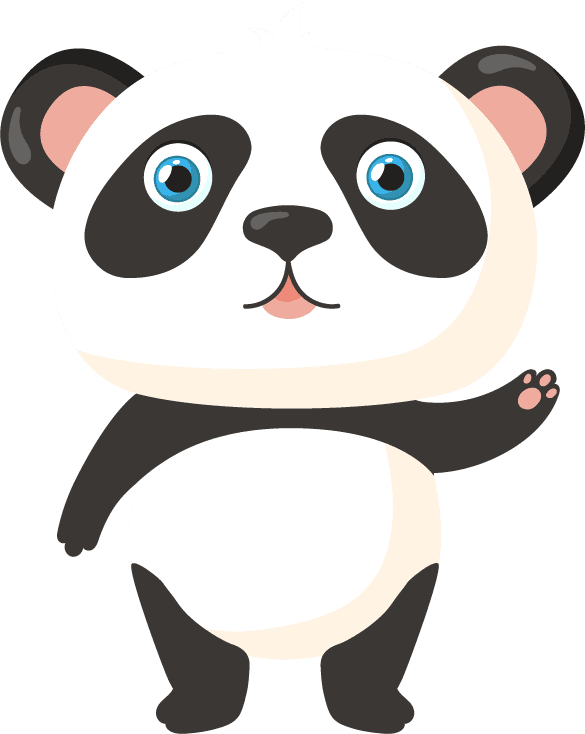 panda adorable panda set cute cartoon chinese bear baby waving hello holding heart