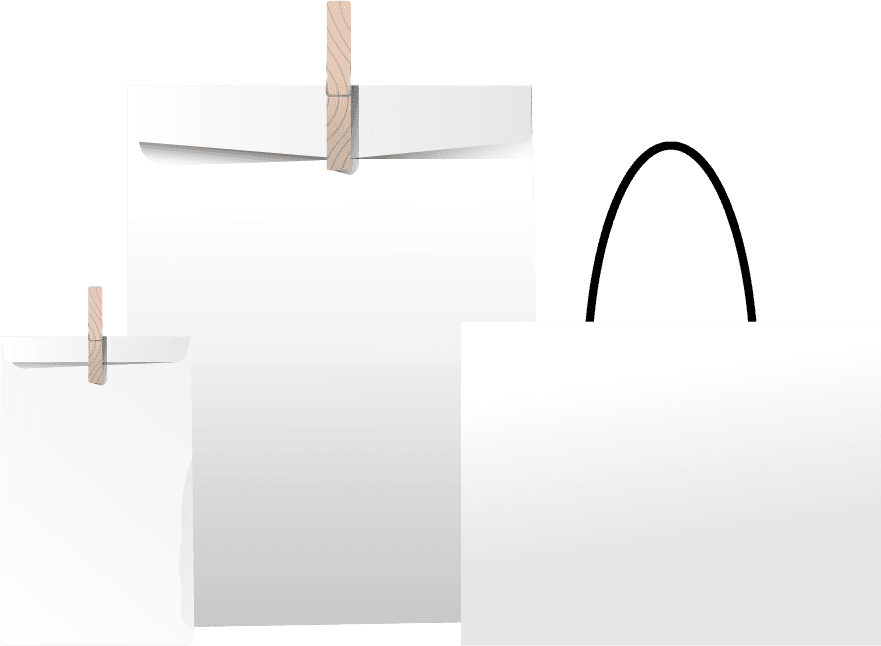 paper bags for takeaway coffee package icons shiny modern plain decor sketch