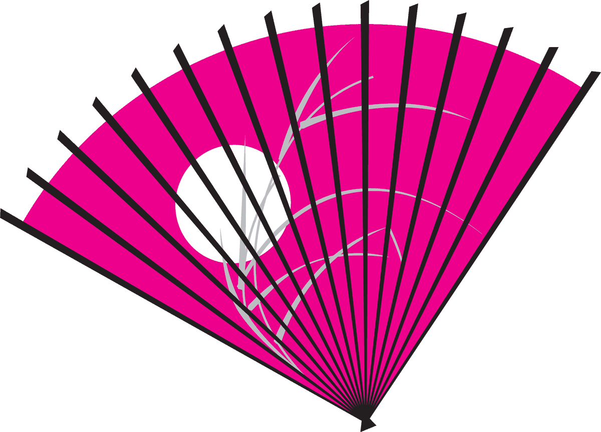 paper fan hollywood vector with elegant floral motif in vibrant pink color