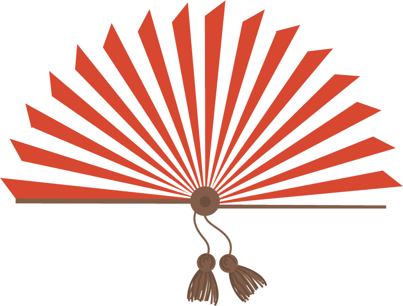 paper fan japan elements retro national emblems sketch