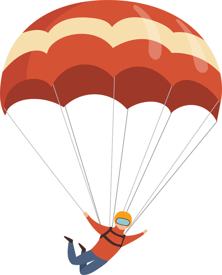 parachutists illustrations people hardhats masks flying with parachutes paragliders skydi