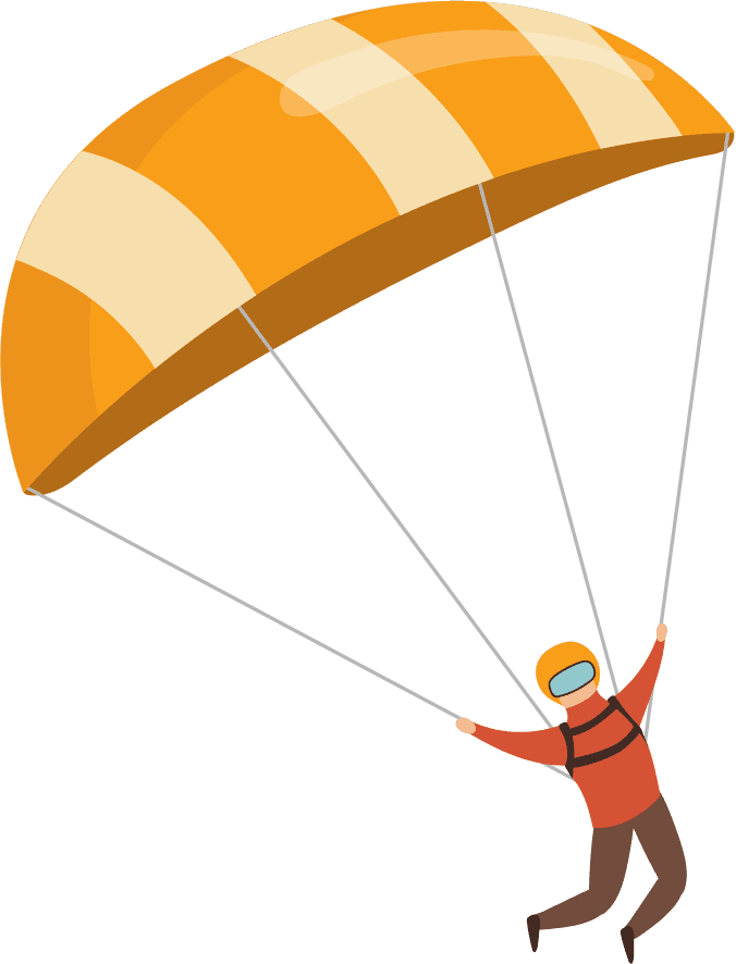 parachutists illustrations people hardhats masks flying with parachutes paragliders skydi