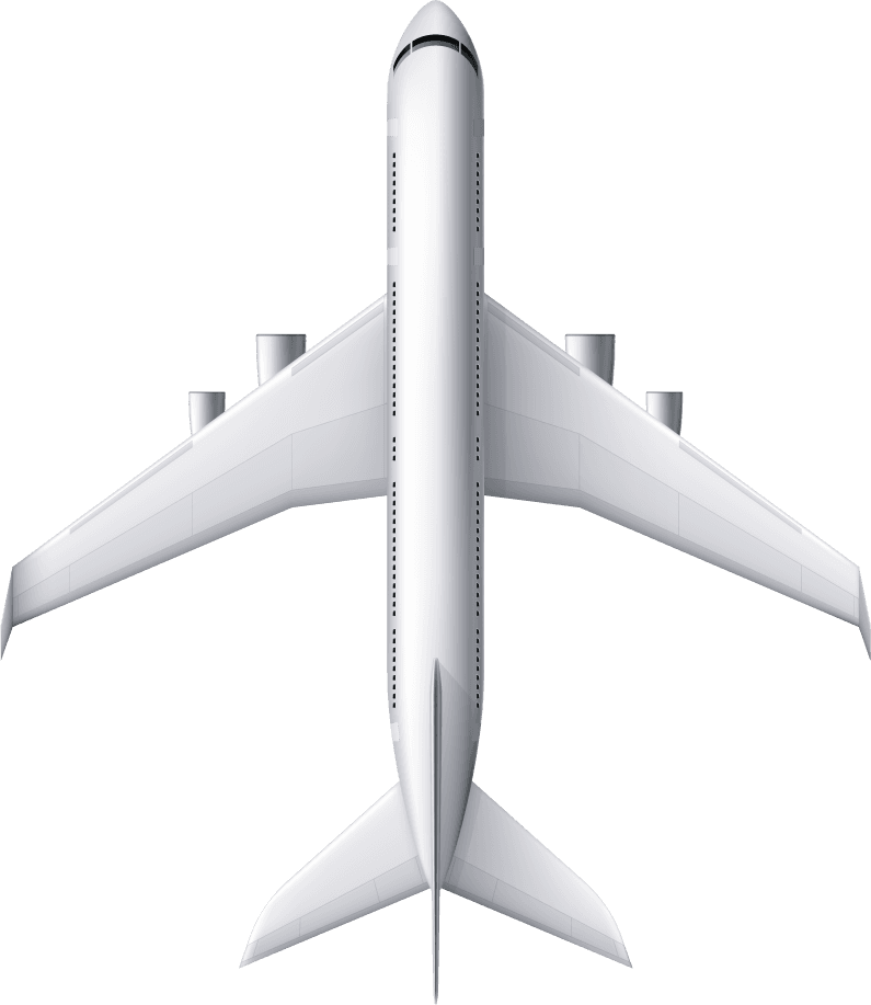 passenger airplane realistic set transparent with airliners different point view isolated