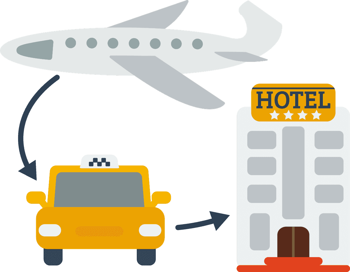 passenger transportation icon flat illustrating airport taxi to hotel transfer