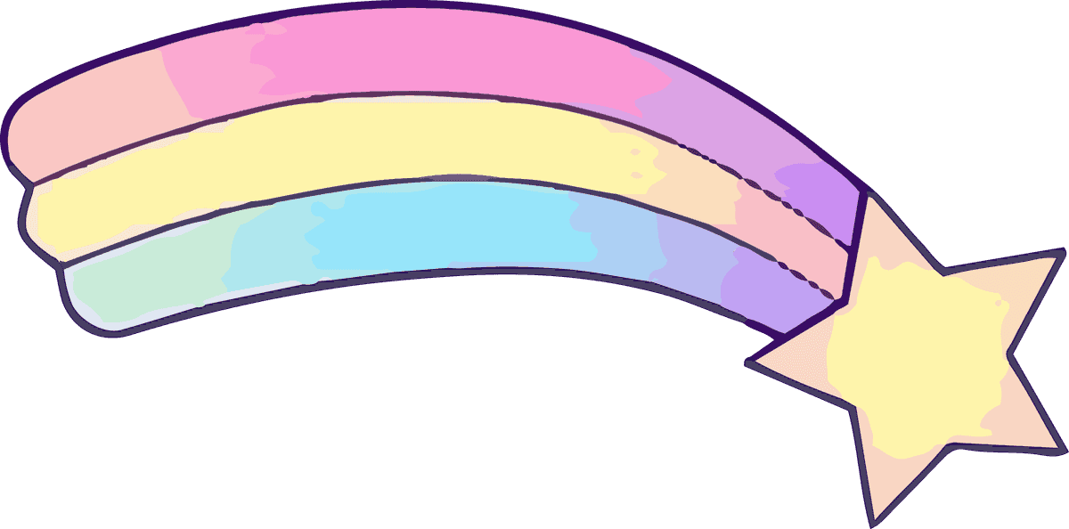 pastel galaxy sticker vector with colorful rainbow shooting star for dreamy decor