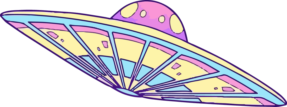 pastel galaxy sticker vector featuring a whimsical ufo with soft colors for playful decor