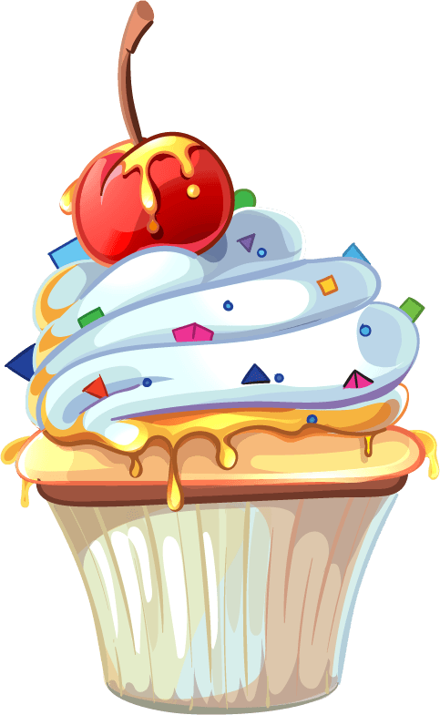pastry cartoon style food cake sweet bakery tasty snack with cream illustration