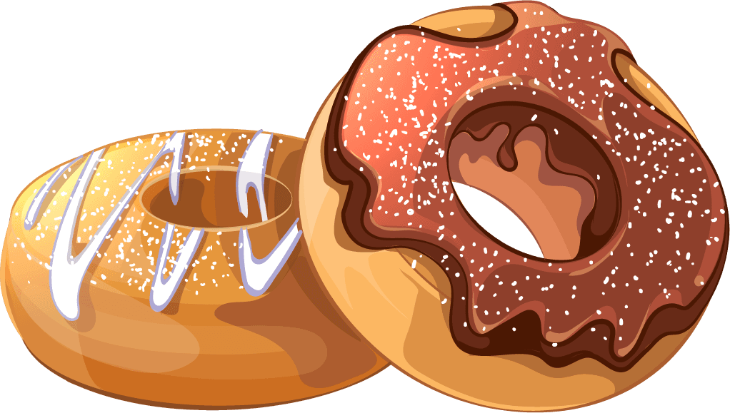 pastry set cartoon style food cake sweet bakery tasty snack with cream illustration