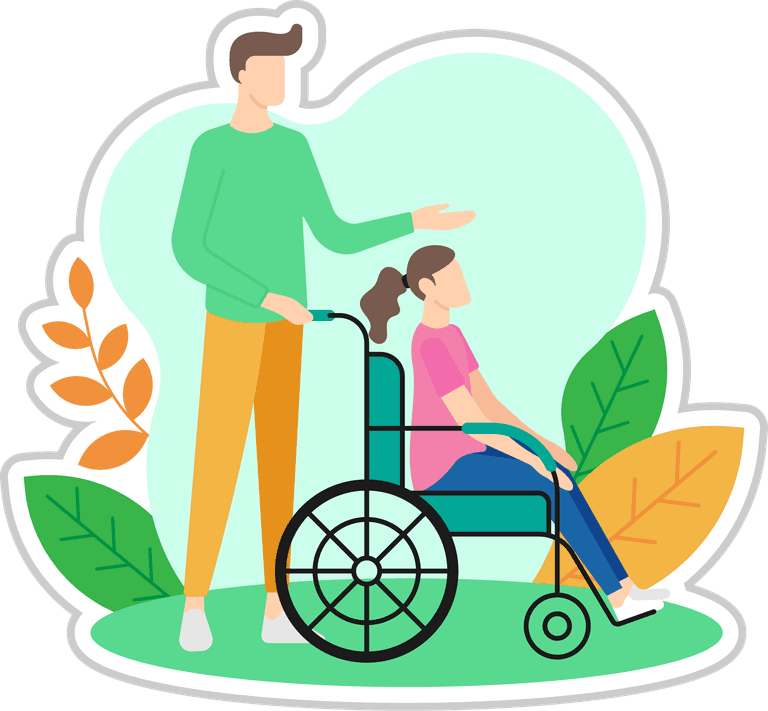 patient people with disabilities sticker illustration