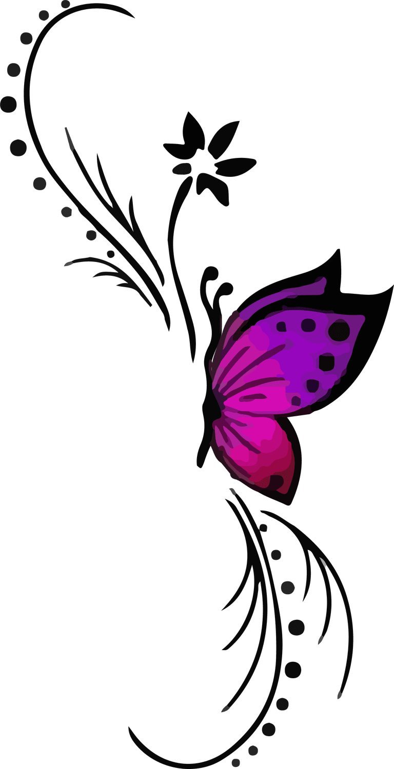 pattern butterfly pink black vector with elegant floral accents for decorative uses