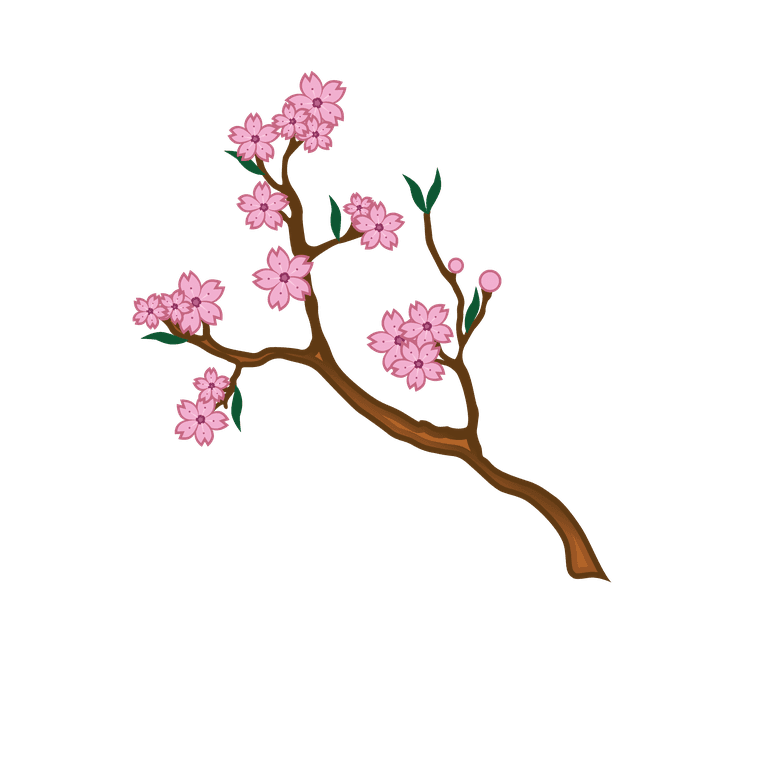 peach blossom japanese elements collection for elegant spring-themed projects and decor