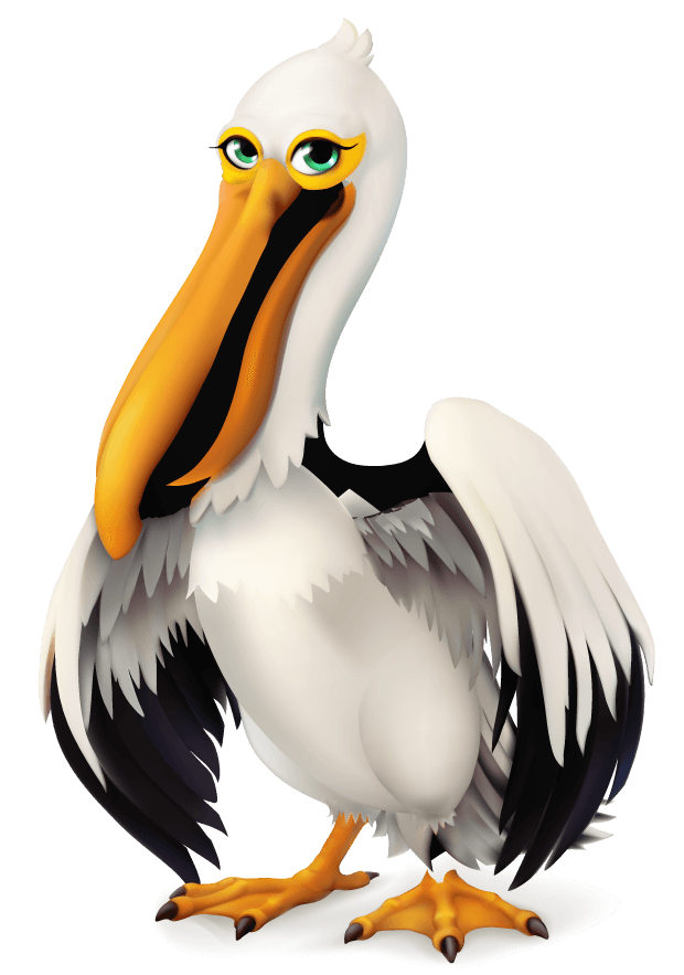 pelican funny sea animals and fishes cartoon vector