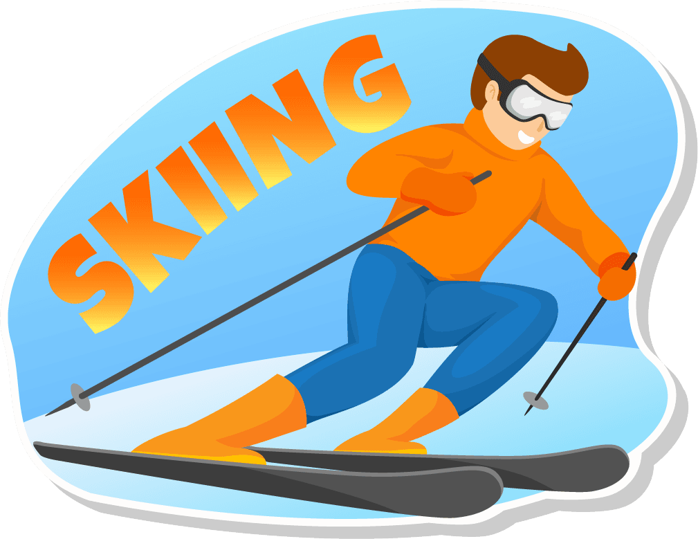 people activity winter sport skiing illustration for fun outdoor adventures