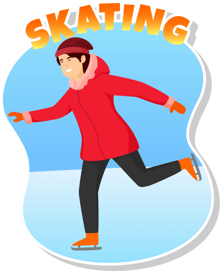 people activity winter sport fun skating character illustration for outdoor enjoyment