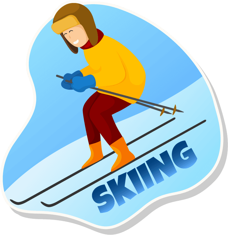 people activity winter sport featuring a skier enjoying the slopes in a bright color scheme