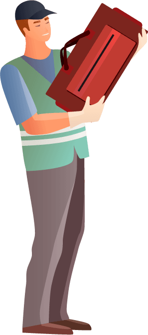 casual attire carrying luggage for travel illustration
