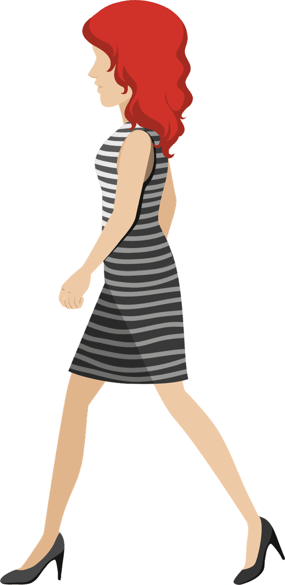 people and activities illustration of a fashionable woman walking in a striped dress