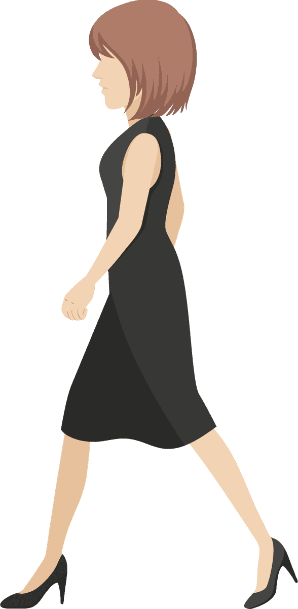 people and activities illustration of a woman walking in formal attire for modern contexts
