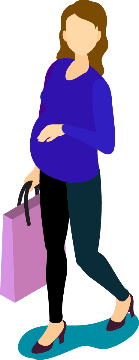 people crowd isometric collection featuring a pregnant woman holding a shopping bag