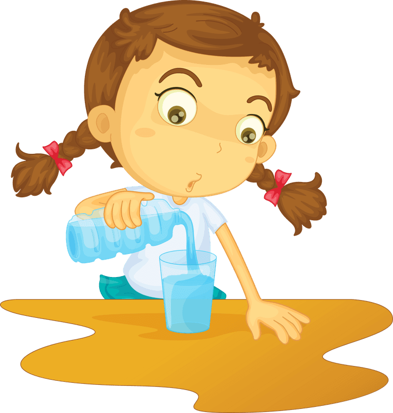 people illustration of the different actions of a young girl on a white background
