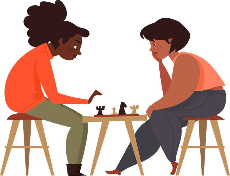 playing and relaxing people illustration engaged in thoughtful chess game for leisure time