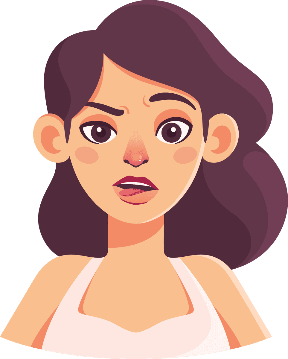 beautiful girl with different emotions showcasing joy, surprise, and curiosity in a cartoon style