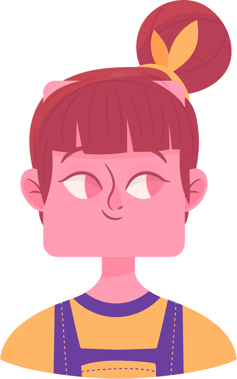 young girl with different emotions in vibrant colors and playful style