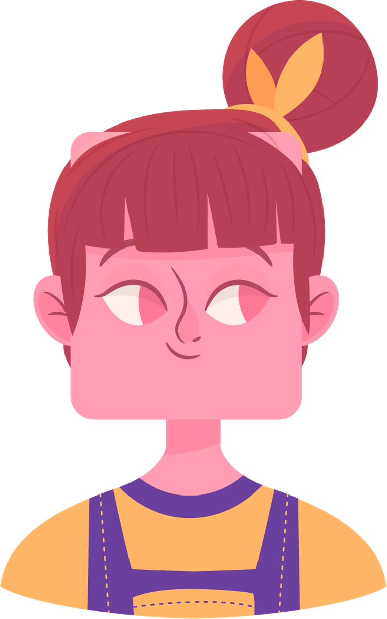young girl with different emotions in vibrant colors and playful style