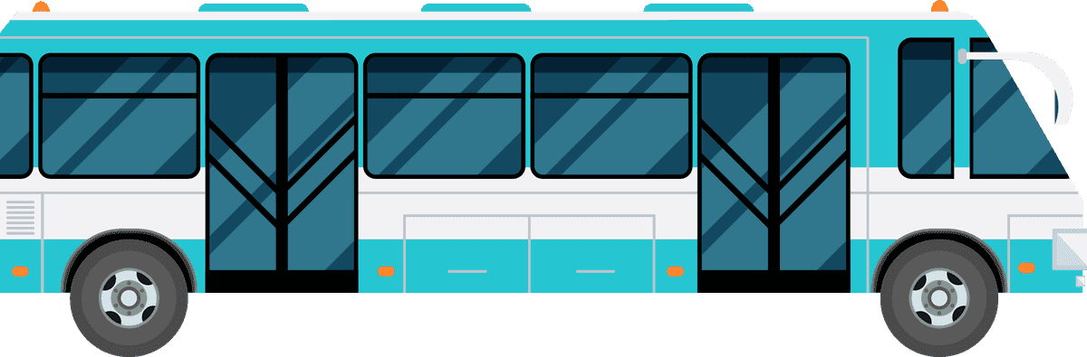 people transport airport icons featuring a modern bus for passenger travel scenarios