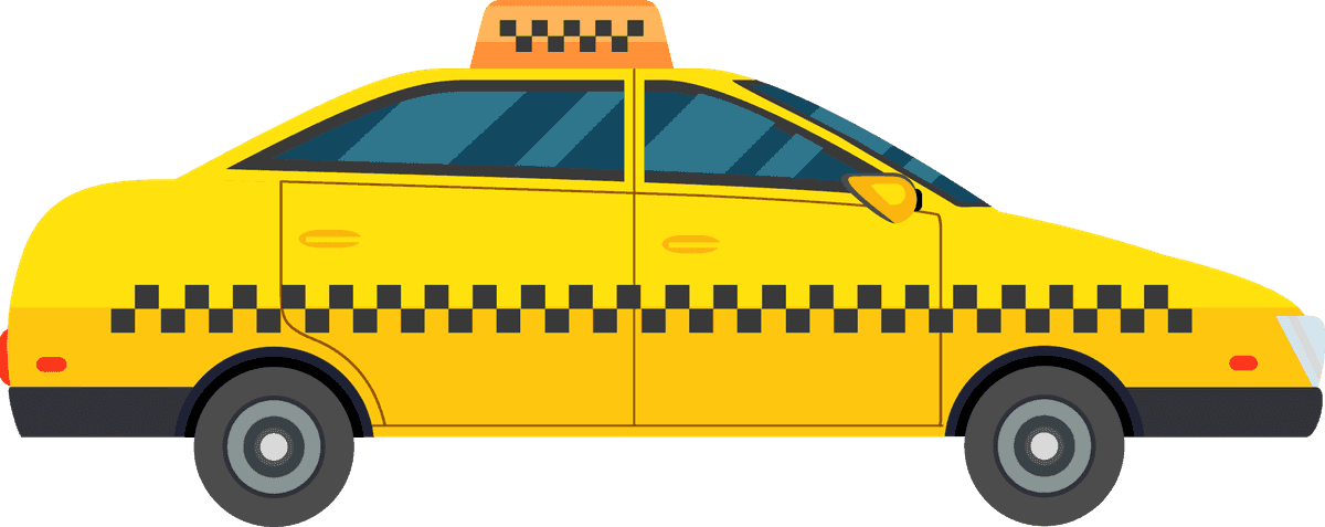 people transport airport icons featuring a yellow taxi cab for easy travel