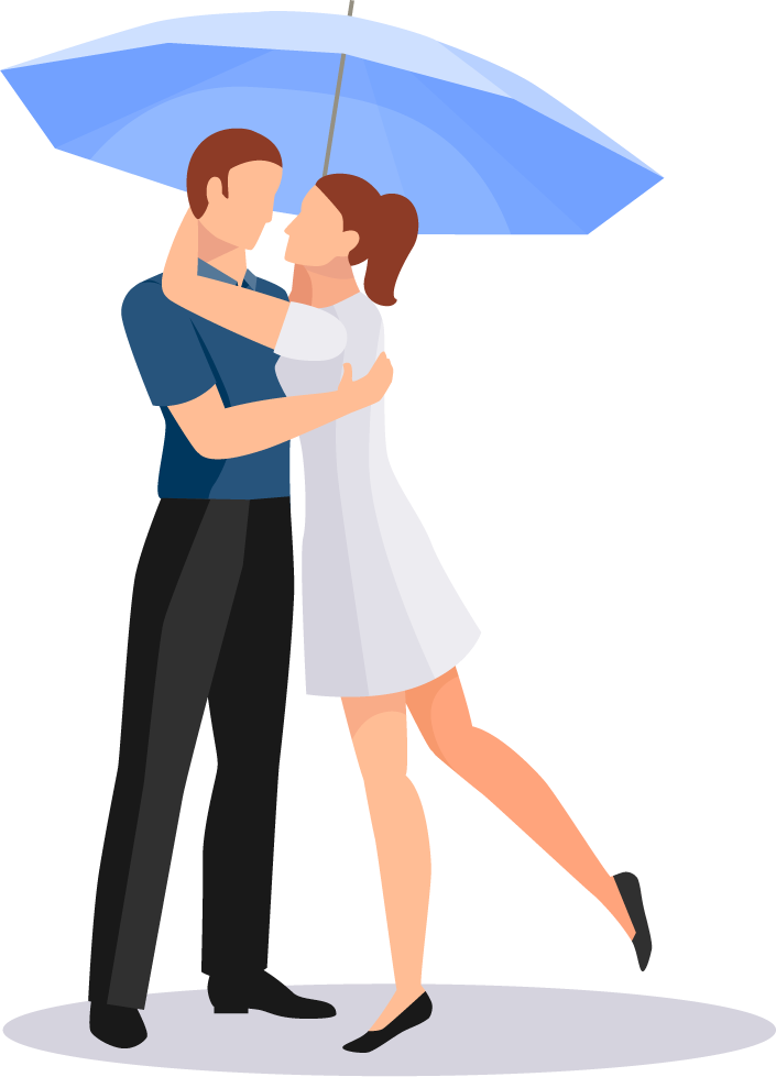 people with umbrellas collection for romantic themes and weather illustrations