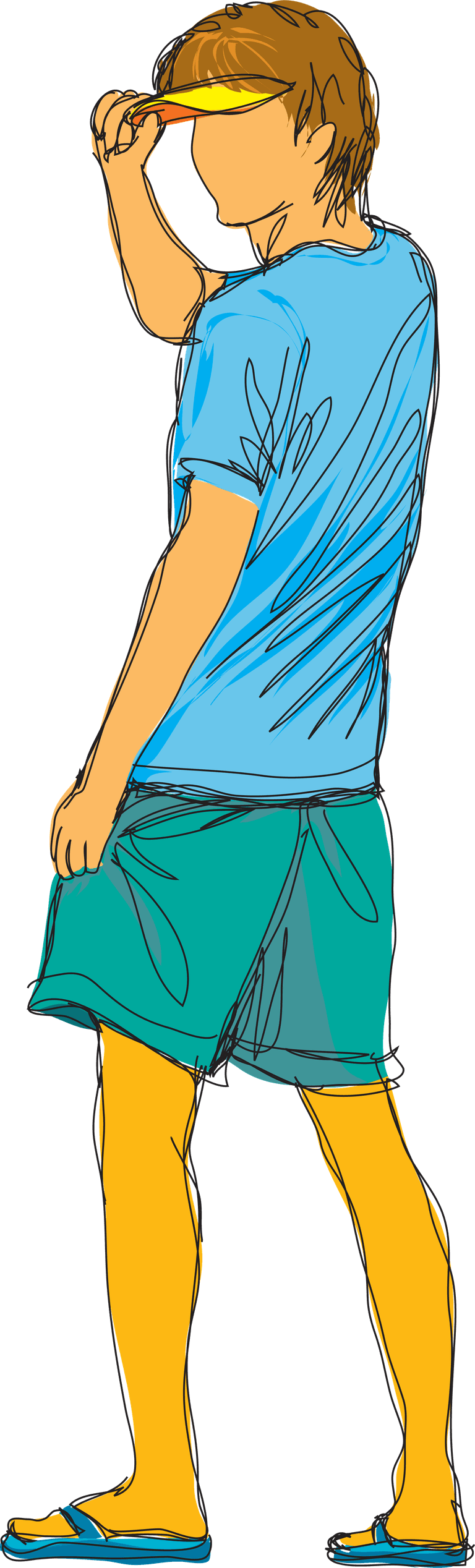 standing young people illustration enjoying summer vibes in casual clothing