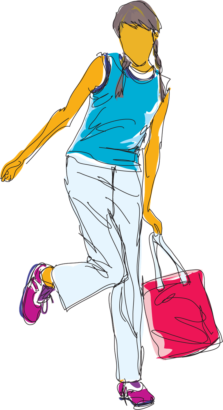 standing young people illustration in casual attire showcasing a trendy shopping experience