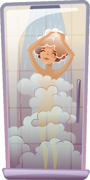 person taking a bath morning awakening flat mini compositions