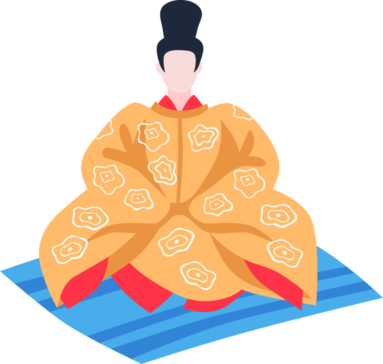 person wearing kimono ancient japan flat set