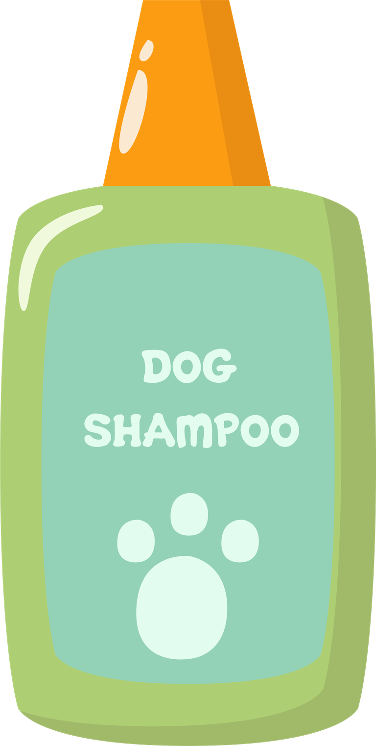 pets supplies cartoon collection featuring colorful dog shampoo for playful pet grooming